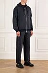 Billionaire Костюм спортивный темно-синий шелковый с вышитым логотипом мужской - Контрастная молния, логотип бренда. 100% шёлк. Кулиска, молния. Четыре боковых кармана. Страна производитель: Италия. Уход: специализированная чистка - фото 3