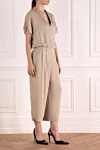 Fabiana Filippi Beige viscose jumpsuit for women - Closure: zipper. 100% viscose. two side pockets. Country of manufacture: Italy. Care: specialized cleaning - photo 3