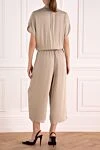 Beige viscose jumpsuit for women Fabiana Filippi - Closure: zipper. 100% viscose. two side pockets. Country of manufacture: Italy. Care: specialized cleaning - photo 4