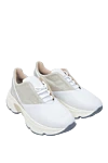 Fabiana Filippi Women's sneakers with beige inserts in white - contrasting inserts. linen, polyamide. lacing. Country of manufacture: Italy. Care: specialized cleaning - photo 3