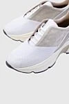 Fabiana Filippi Women's sneakers with beige inserts in white - contrasting inserts. linen, polyamide. lacing. Country of manufacture: Italy. Care: specialized cleaning - photo 5