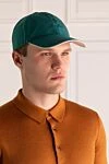 Green polyamide cap for men Loro Piana - Contrasting logo embroidery. 100% polyamide. Country of manufacture: Italy. Care: specialized cleaning - photo 2