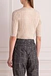 Beige jumper for women Brunello Cucinelli - textured knitwear, short sleeve. 47% polyamide, 45% linen, 8% polyester. Country of manufacture: Italy. Care: specialized cleaning - photo 4