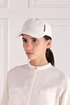 Women's cap white with a strip of beads Brunello Cucinelli - 95% cotton, 5% elastane. Country of manufacture: Italy. Care: specialized cleaning - photo 2