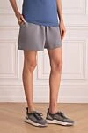 Brunello Cucinelli Shorts made of cotton gray for women - four pockets. 98% cotton, 2% elastane. elastic belt with lacing. Country of manufacture: Italy. Care: specialized cleaning - photo 3