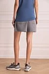 Shorts made of cotton gray for women Brunello Cucinelli - four pockets. 98% cotton, 2% elastane. elastic belt with lacing. Country of manufacture: Italy. Care: specialized cleaning - photo 4