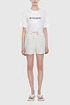 White cotton shorts for women Brunello Cucinelli - four pockets. 98% cotton, 2% elastane. elastic belt with lacing. Country of manufacture: Italy. Care: specialized cleaning - photo 2