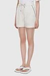 Brunello Cucinelli White cotton shorts for women - four pockets. 98% cotton, 2% elastane. elastic belt with lacing. Country of manufacture: Italy. Care: specialized cleaning - photo 3