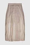 Brunello Cucinelli Юбка из шелка бежевая женская - полосатый узор. 100% шелк. эластичный пояс. Страна производитель: Италия. Уход: специализированная чистка - фото 1