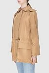 Loro Piana Beige polyester and silk jacket for women - hood. 65% polyester, 35% silk. zipper, drawstring. two side pockets. Country of manufacture: Italy. Care: specialized cleaning - photo 3