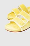 Loro Piana Yellow suede flip-flops for women - embossed logo, white stripes. suede. velcro. Country of manufacture: Italy. Care: specialized cleaning - photo 5