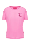 Ermanno Scervino Women's cotton pink t-shirt with logo made of sequins - logo. 100% cotton. Country of manufacture: Italy. Care: specialized cleaning - photo 1