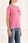 Ermanno Scervino Women's cotton pink t-shirt with logo made of sequins - logo. 100% cotton. Country of manufacture: Italy. Care: specialized cleaning - photo 3