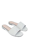 Ermanno Scervino Women's leather slippers with an embossed logo, white - Decoration: contrasting stripe on the sole, embossed logo. 100% leather. Country of manufacture: Italy. Care: specialized cleaning - photo 3