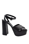 Ermanno Scervino Women's black sandals made of textured leather - textured leather. genuine leather. buckle. Country of manufacture: Italy. Care: specialized cleaning - photo 1