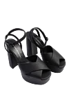 Women's black sandals made of textured leather Ermanno Scervino - textured leather. genuine leather. buckle. Country of manufacture: Italy. Care: specialized cleaning - photo 2