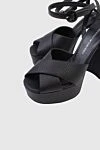 Women's black sandals made of textured leather Ermanno Scervino - textured leather. genuine leather. buckle. Country of manufacture: Italy. Care: specialized cleaning - photo 4