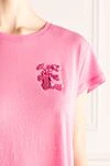 Ermanno Scervino Women's cotton pink t-shirt with logo - logo, free cut. 100% cotton. Country of manufacture: Italy. Care: specialized cleaning - photo 5