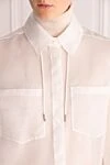 Panicale Women's loose-fitting sheer silk blouse white - free cut. silk. Fastener: tie. Country of manufacture: Italy. Care: specialized cleaning - photo 5