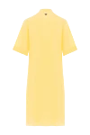 Panicale Yellow viscose and silk dress for women - drawstring at the waist. V-neck. 65% viscose, 35% silk. Country of manufacture: Italy. Care: specialized cleaning - photo 7
