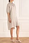 Panicale Women's shirt-dress with a striped pattern white - short sleeve, striped pattern, tassels. cotton, silk. Country of manufacture: Italy. Care: specialized cleaning - photo 3