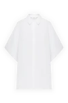 Panicale White cotton blouse for women - button. short sleeve. 100% cotton. Country of manufacture: Italy. Care: specialized cleaning - photo 1