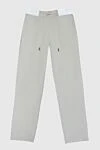 Panicale Women's gray pants with a contrasting waistband - contrast belt. 36% acetate, 32% viscose, 30% cotton. elastic belt, drawstring. Country of manufacture: Italy. Care: specialized cleaning - photo 1