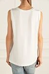 White womens T-shirt with a faux V-neck design Panicale - sleeveless, V-neck. 94% viscose, 6% elastane. Country of manufacture: Italy. Care: specialized cleaning - photo 4