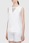 Panicale White womens T-shirt with a stitched V-neckline - sleeveless, V-neck. 94% viscose, 6% elastane. Country of manufacture: Italy. Care: specialized cleaning - photo 3