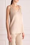 Panicale Beige silk and elastane top for women - 94% silk, 6% elastane. Country of manufacture: Italy. Care: specialized cleaning - photo 3