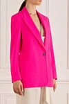 MSGM Women's single-breasted jacket in bright neon pink made of suiting wool (markdown) - 96% wool, 4% elastane. button. two side pockets. Country of manufacture: Italy. Care: specialized cleaning - photo 3
