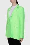 MSGM Viscose jacket green for women - 100% viscose. Closure: button. two side pockets. Country of manufacture: Italy. Care: specialized cleaning - photo 3