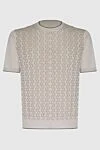 Stefano Ricci Шовково-бавовняний джемпер бежевого кольору з фактурним візерунком - Контрастний візерунок. Короткий рукав. 60% шовк, 40% бавовна. Країна виробник: Італія. Догляд: спеціалізоване чищення - фото 1