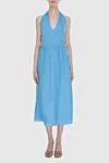 Blue linen dress for women Loro Piana - sleeveless, open back. 100% linen. Country of manufacture: Italy. Care: specialized cleaning - photo 2