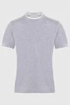 Brunello Cucinelli Gray cotton T-shirt for men - melange, piping on the collar and sleeves. 100% cotton. Country of manufacture: Italy. Care: specialized cleaning - photo 1