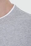 Brunello Cucinelli Gray cotton T-shirt for men - melange, piping on the collar and sleeves. 100% cotton. Country of manufacture: Italy. Care: specialized cleaning - photo 5