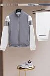Brunello Cucinelli Gray cotton T-shirt for men - melange, piping on the collar and sleeves. 100% cotton. Country of manufacture: Italy. Care: specialized cleaning - photo 7