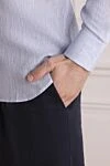 Brunello Cucinelli Брюки из льна и хлопка синий мужские - 54% лен, 46% хлопок. пуговица, молния. два боковых кармана, два задних. Страна производитель: Италия. Уход: специализированная чистка - фото 5