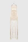 Giuseppe Di Morabito Beige cotton dress for women - knitted cut, tassels, macrame. 97% cotton, 3% elastane. Country of manufacture: Italy. Care: specialized cleaning - photo 1