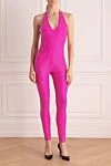 Jumpsuit made of polyamide and elastane pink for women Giuseppe Di Morabito - small check pattern. 80% polyamide, 20% elastane. Closure: tie, zipper. Country of manufacture: Italy. Care: specialized cleaning - photo 2