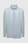 Alessandro Gherardi Men's blue linen shirt - Composition: 100% linen. Closure: buttons. Country of manufacture: Italy. Care: specialized cleaning - photo 1