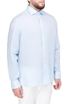 Alessandro Gherardi Men's blue linen shirt - Composition: 100% linen. Closure: buttons. Country of manufacture: Italy. Care: specialized cleaning - photo 3