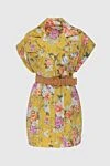 Zimmermann Yellow linen dress for women - buttons, contrasting belt. floral pattern, short sleeves. 100% linen. Country of manufacture: Italy. Care: specialized cleaning - photo 1