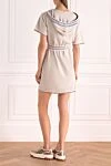 Beige cotton dress for women Zimmermann - Fastener: contrast belt. Decoration: short sleeves, contrasting pattern, sewn hood. 100% cotton. Country of manufacture: Italy. Care: specialized cleaning - photo 4