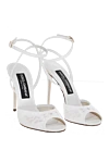 Dolce & Gabbana Women's white leather sandals with English embroidery - English embroidery, open toe, insole with logo. genuine leather. buckle. Country of manufacture: Italy. Care: specialized cleaning - photo 3