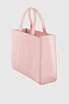 Dolce & Gabbana Women's leather pink large tote bag with logo - logo embossing. classic. genuine leather. Country of manufacture: Italy. Care: specialized cleaning - photo 3