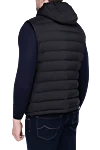 Black polyamide vest for men Moorer - Hood. 100% polyamide. Closure: Zipper. Two side pockets. Insulation: Down, feather. Country of manufacture: Italy. Care: specialized cleaning - photo 4