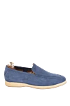 Andrea Ventura Blue suede loafers for men - Decor: contrasting white sole. Composition: 100% suede. Insole: leather. Country of manufacture: Italy. Care: specialized cleaning - photo 1