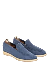 Andrea Ventura Blue suede loafers for men - Decor: contrasting white sole. Composition: 100% suede. Insole: leather. Country of manufacture: Italy. Care: specialized cleaning - photo 3