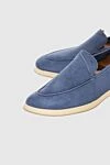 Andrea Ventura Blue suede loafers for men - Decor: contrasting white sole. Composition: 100% suede. Insole: leather. Country of manufacture: Italy. Care: specialized cleaning - photo 5